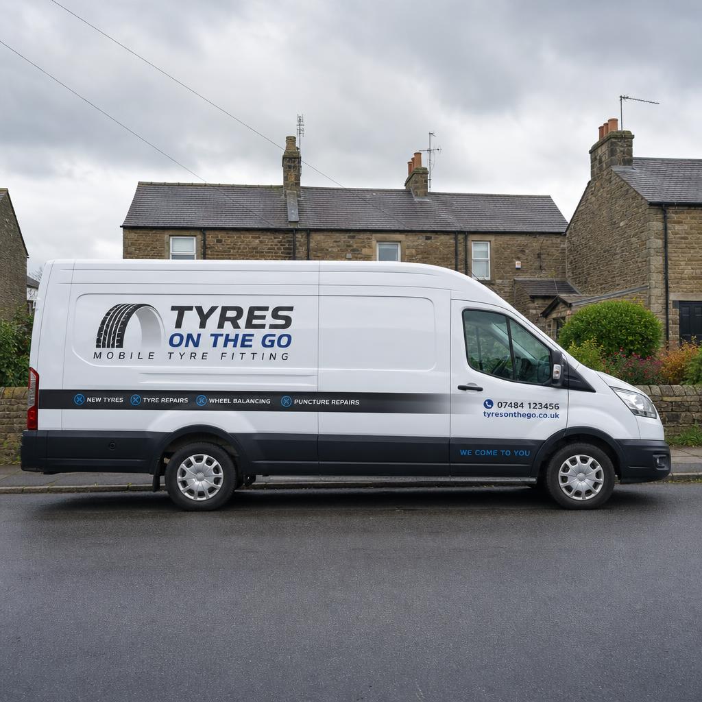 Tyres Bradford branded Ford Transit mobile fitting van - 24hr call out 07398 900004