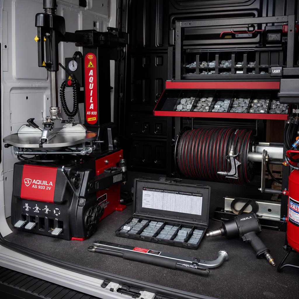 Redats W-250 wheel balancing machine inside the Tyres Bradford mobile van