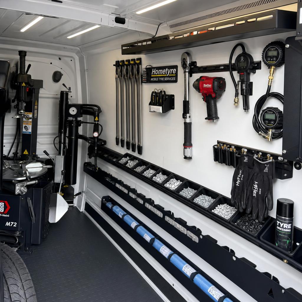 Redats W-250 wheel balancer and Eurotek T2000 Pro tyre changer inside Tyres Bradford van